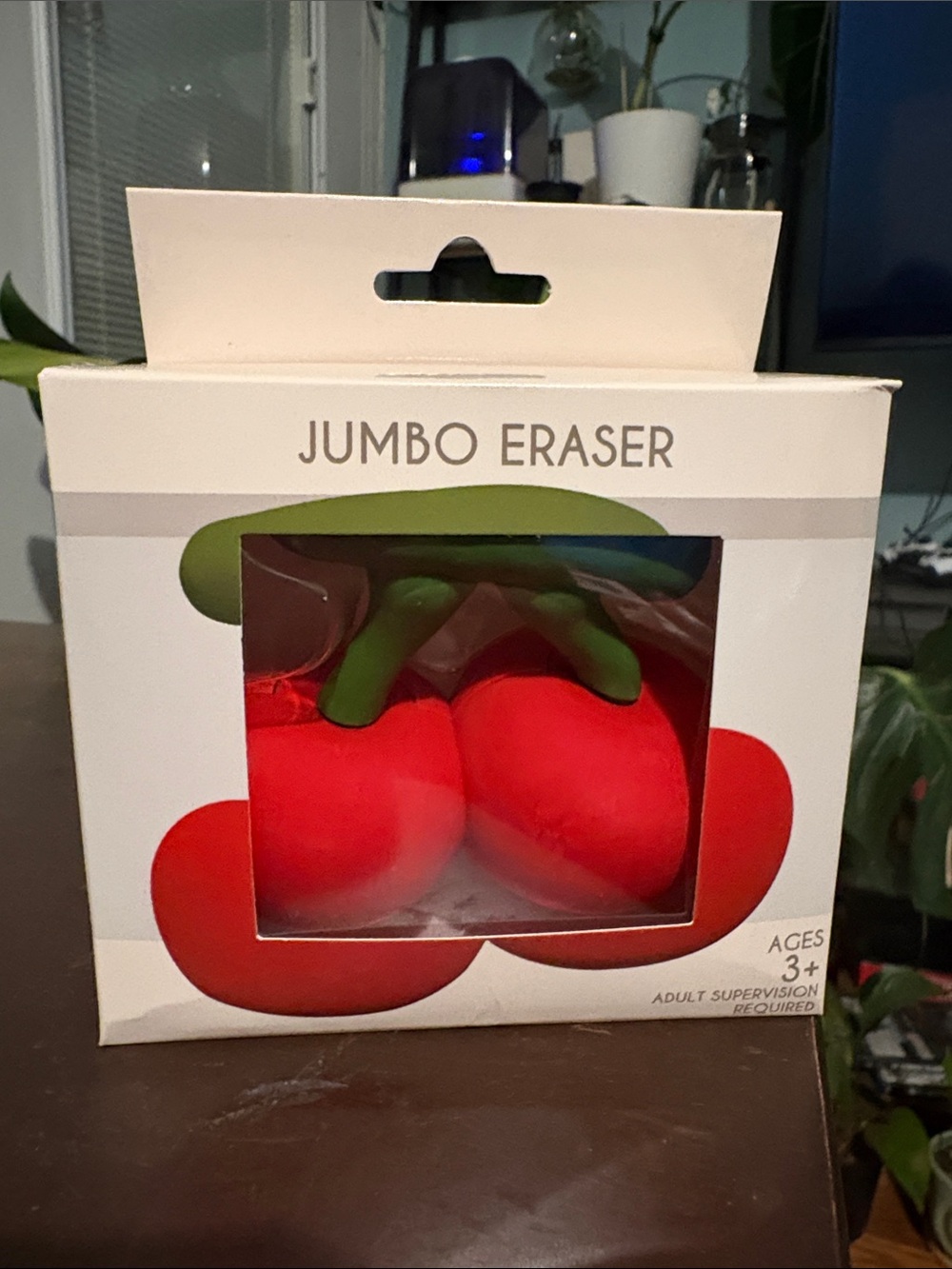 Jumbo Cherry Eraser - Red with Green Stem